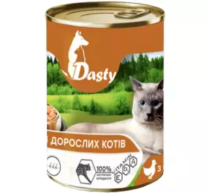 "Dasty"-повноцінний вологий корм для дорослих кішок, птиця, 415гр