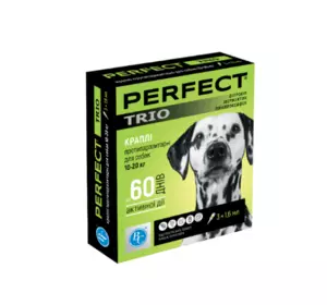 Краплі протипаразитарні PerFect TRIO для собак ввід 10 до 20 кг упаковка №3 піпетки по 1.6 мл Ветсинтез