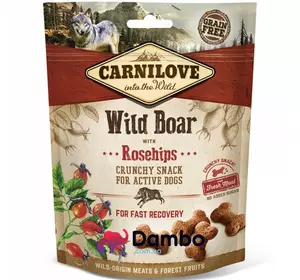 Ласощі Carnilove Карнілав Crunchy Wild Boar with Rosehips для собак з диким кабаном та шипшиною 200 г
