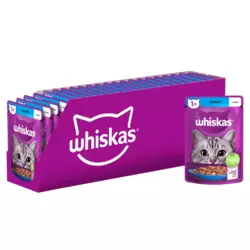 Вологий корм Whiskas (Віскас) з тунцем у желе для дорослих котів 85 г (блок 28 шт)