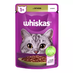 Вологий корм Whiskas (Віскас) з ягням у желе для дорослих котів 85 г