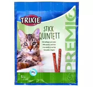 Ласощі палички для кішок Trixie TX-42724 Premio Stick Quintett з птицею і печінкою 5 шт х 5 г