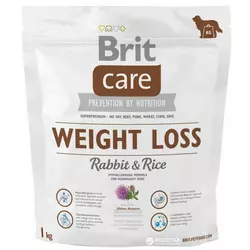 Сухий корм для собак із зайвою вагою Бріт Brit Care Weight Loss Rabbit & Rice 1 кг