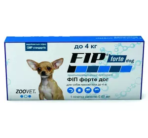 FIP forte dog (ФІП форте дог) краплі від бліх, кліщів і комарів для собак до 4 кг, Zoovet