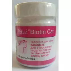 Вітамінно-мінеральна добавка для кішок Dolvit Biotin Cat, 90 таб. (шкіра, вовна, лактація)
