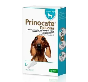 Краплі Прінокат (Prinocate) для собак від зовнішніх і внутрішніх паразитів 1 мл 4 - 10 кг (1 піпетка) KRKA