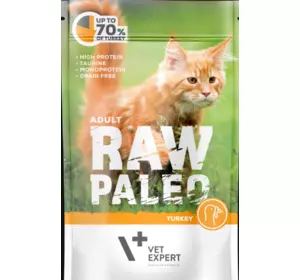 Вологий корм для котів Vet Expert Raw Paleo Adult Cat Turkey з індичкою, 100 г