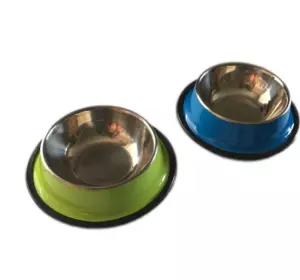 Миска для собаки з нержавіючої сталі кругла кольорова 20-1-5 (22см)