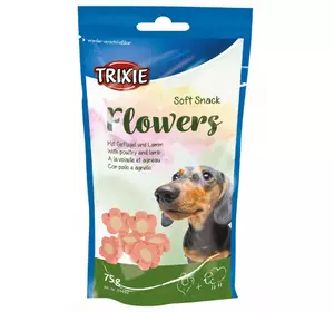 Ласощі для собак Trixie (TX-31492) Flowers м'які квіти для собак з ягням та птицею 75 г