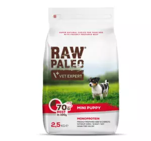 Сухий корм для цуценят Vet Expert Raw Paleo Puppy Mini Beef з яловичиною, 2.5 кг