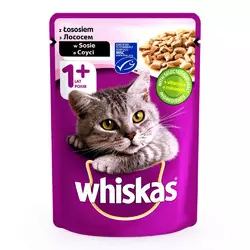 Whiskas 100 гр консерва для котів з лососем в соусі / 100 гр