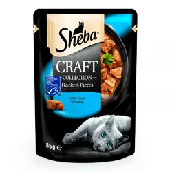 Sheba Craft Collection Flacked Pieces Tuna Консерви для кішок з тунцем в соусі / 85 гр