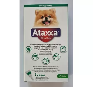 Атакса (Ataxxa) краплі для собак до 4 кг проти бліх, кліщів, вошей, волосоїдів (0,4 мл 1 піпетка) KRKA