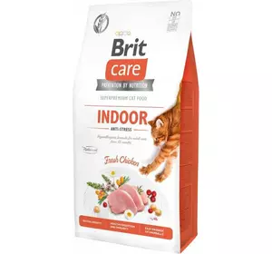 Сухий корм Бріт Brit Care Cat GF Indoor Anti-Stress з куркою для зниження рівня стресу в домашніх котів, 7 кг