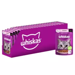 Вологий корм Whiskas (Віскас) з лососем в соусі для дорослих кішок 85 г (блок 28 шт)