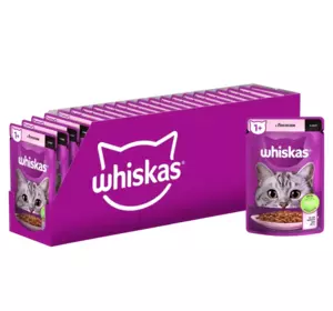 Вологий корм Whiskas (Віскас) з лососем в соусі для дорослих кішок 85 г (блок 28 шт)