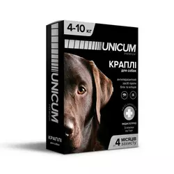 Краплі Unicum Premium (Унікум Преміум) від бліх та кліщів для собак вагою 4-10 кг (упаковка 3 піпетки)