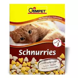Джимпет (Gimpet) Schnurries вітаміни-сердечка для кішок з таурином і куркою (650 шт) 420г
