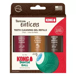 Набір для догляду за ротовою порожниною собак TropiClean Enticers для Kong Dental Ball гелі з різними смаками, 3 шт