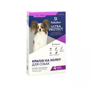 Краплі на холку Ultra Protect (Ультра протект) від бліх, кліщів і комарів для собак вагою 1,5-4 кг Palladium