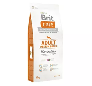 Сухий корм для собак середніх порід Бріт Brit Care Adult Medium Breed Lamb & Rice (вагою від 10 до 25 кг) 12 кг