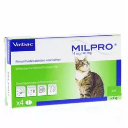 Мілпро Milpro 16 мг/40 мг для котів 2 - 8 кг (№4 таблетки)