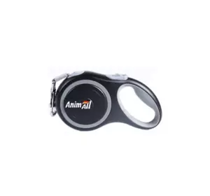 Повідець-рулетка AnimAll S до 15 кг, 3 м (Сіро-чорний)