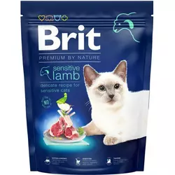 Сухий корм для кішок із чутливим травленням Brit Premium by Nature Cat Sensitive з ягням 300 г