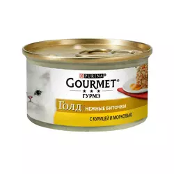Консерва Gourmet Gold (Гурме Голд) для котів Ніжні Биточки з куркою і морквою 85 г Purina