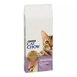 Сухий корм для дорослих котів із чутливою шкірою та травленням Cat Chow Sensitive з лососем 15 кг