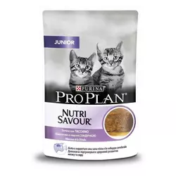 Вологий корм для кошенят Purina Pro Plan Junior Nutrisavour шматочки у паштеті з індичкою 85 г