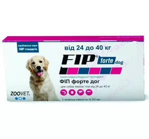 FIP forte dog (ФІП форте дог) краплі від бліх, кліщів і комарів для собак 24 - 40 кг, Zoovet