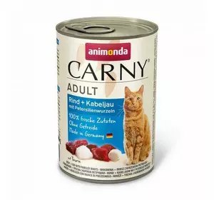 Вологий корм Animonda Carny для дорослих котів, з яловичиною, тріскою та коренем петрушки, 400 г