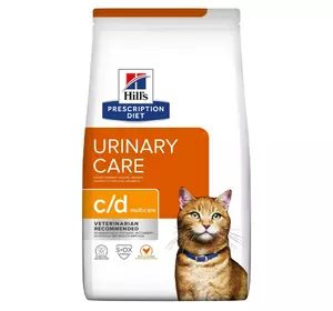Лікувальний сухий корм Хіллс Hills PD Feline Urinary Care c/d Multicare з куркою 8 кг при струвітних уролітах