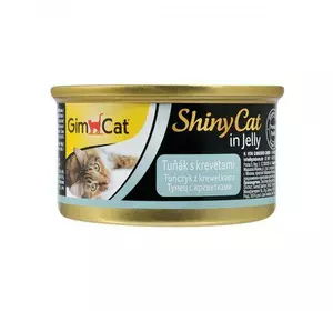 Вологий корм GimCat Shiny Cat для котів, тунець та креветки, 70 г