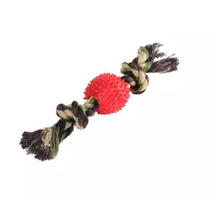 Іграшка для собак Канат грейфер кольоровий, двухузловой м'яч-їжак, 25 см