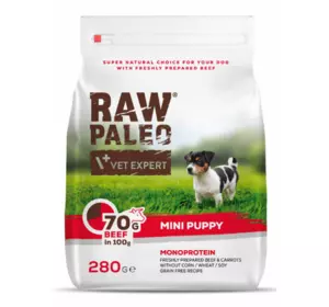Сухий корм для цуценят Vet Expert Raw Paleo Puppy Mini Beef з яловичиною, 280 г