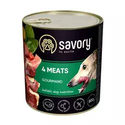 Вологий корм Savory для дорослих собак усіх порід, з чотирма видами м'яса, 800 г