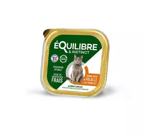 Паштет Equilibre (Екулібре) для дорослих та стерилізованих кішок, з птицею та кабачком 85 г