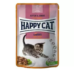 Вологий корм Happy Cat (Хеппі Кет) Kitten&Junior Land-Geflugel з качкою для кошенят (шматочки в соусі), 85 г