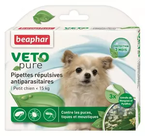 Краплі Beaphar Bio Spot On від бліх, кліщів і комарів для собак вагою до 15 кг №3 піпетки ( 1 упаковка)