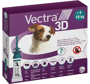 Vectra 3D (Вектра 3D) для собак вагою 4.1 - 10 кг (1 піпетка 1.6 мл), Ceva Франция