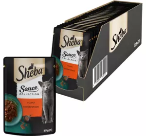 Вологий корм Sheba (Шеба) Sauce для дорослих кішок з яловичиною в соусі 85 г (блок 28 шт)