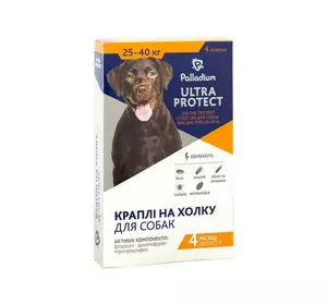 Краплі на холку Ultra Protect (Ультра протект) від бліх, кліщів і комарів для собак вагою 25-40 кг Palladium