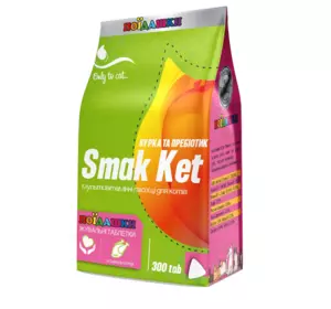 "Smak Ket" - мультивітамінні ласощі для котів "Курка і Пробіотик", 300 таблеток (Круг)