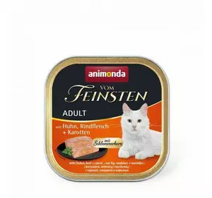 Вологий корм Animonda Vom Feinsten для дорослих котів, з куркою, яловичиною та морквою, 100 г