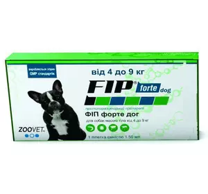 FIP forte dog (ФІП форте дог) краплі від бліх, кліщів і комарів для собак 4-9 кг, Zoovet