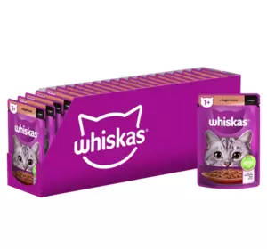 Вологий корм Whiskas (Віскас) з індичкою в соусі для дорослих котів 85 г (блок 28 шт)