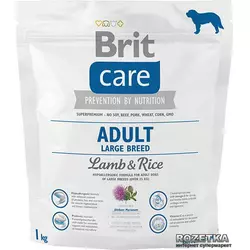 Сухий корм для дорослих собак великих порід Brit Care Adult Large Breed Lamb & Rice 1 кг
