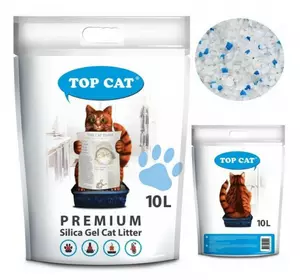 Силикагелевый наповнювач TOP CAT Premium 10 літрів для котячого туалету